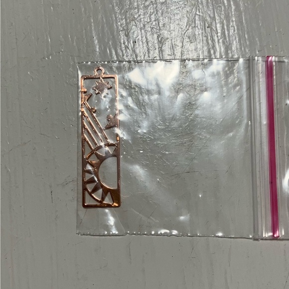 Rose Gold Plated Celestial Charm, Sun with Star Charm, Bar Sun Charm - Picture 2 of 2